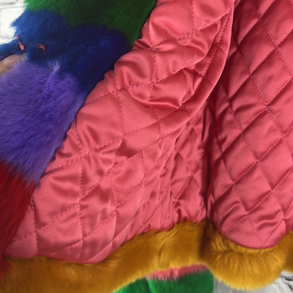 NEW Alice+Olivia coat striped multicolored faux fur size XS - Picture 7 of 16
